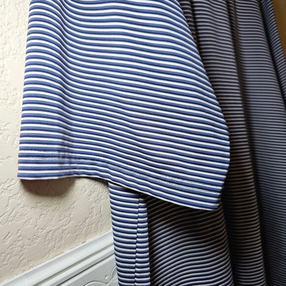 Pebble Beach Performance Golf Golfing Striped Blue White Polo Shirt Mens XL EUC - Picture 10 of 13